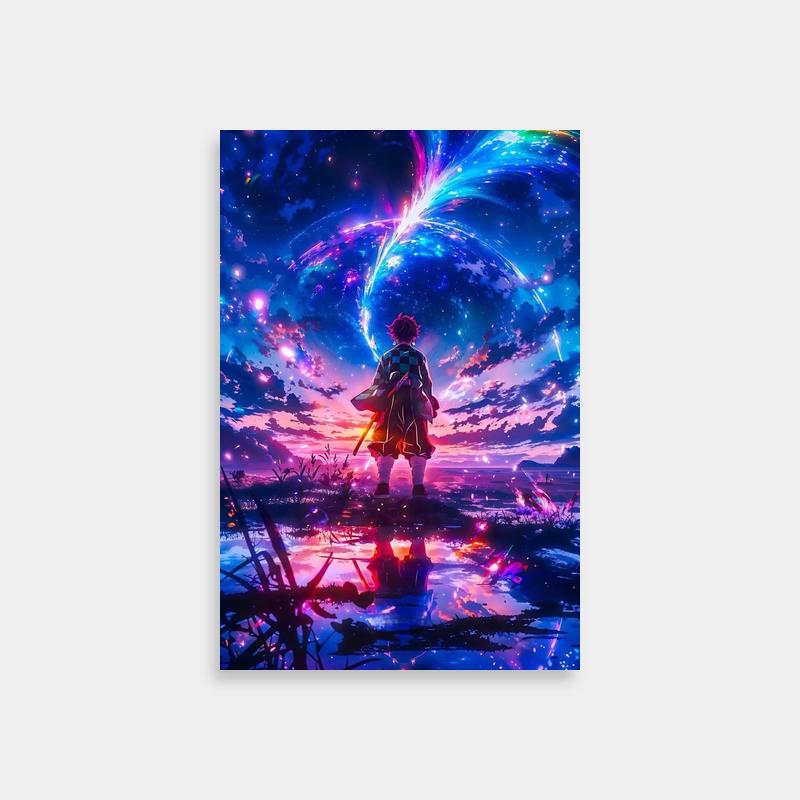 Tanjiro Kamado Anime Art Print - Colorful Sky Background