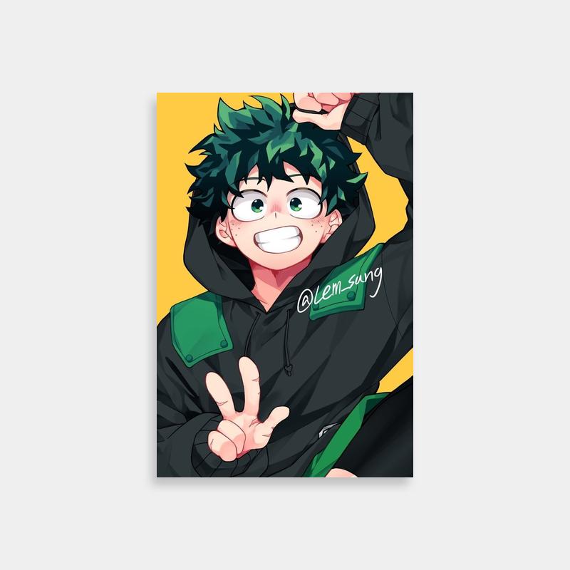 Izuku Midoriya My Hero Academia Wall Art - Peace Sign Hoodie Anime Poster