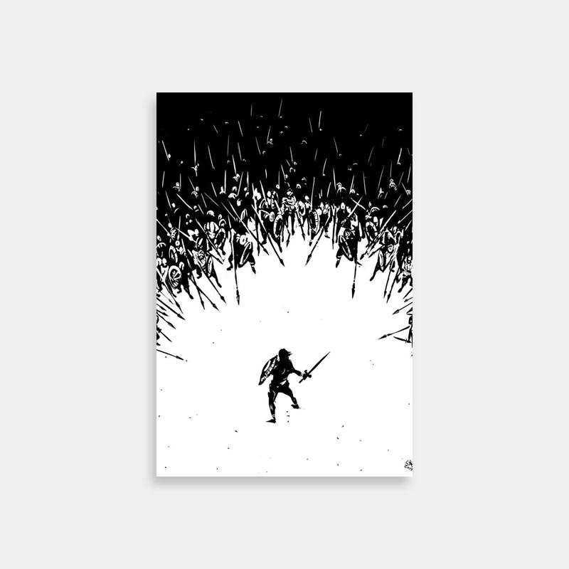 Endeavor Black & White My Hero Academia Poster - Dual Swords Art