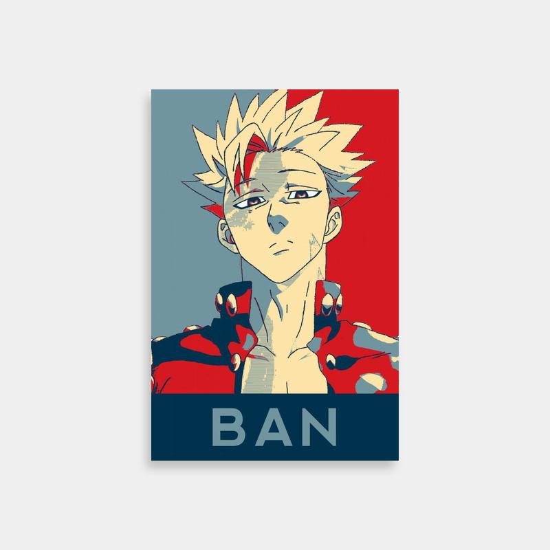 Ban Seven Deadly Sins Anime Poster - Blonde Hair & Red Background