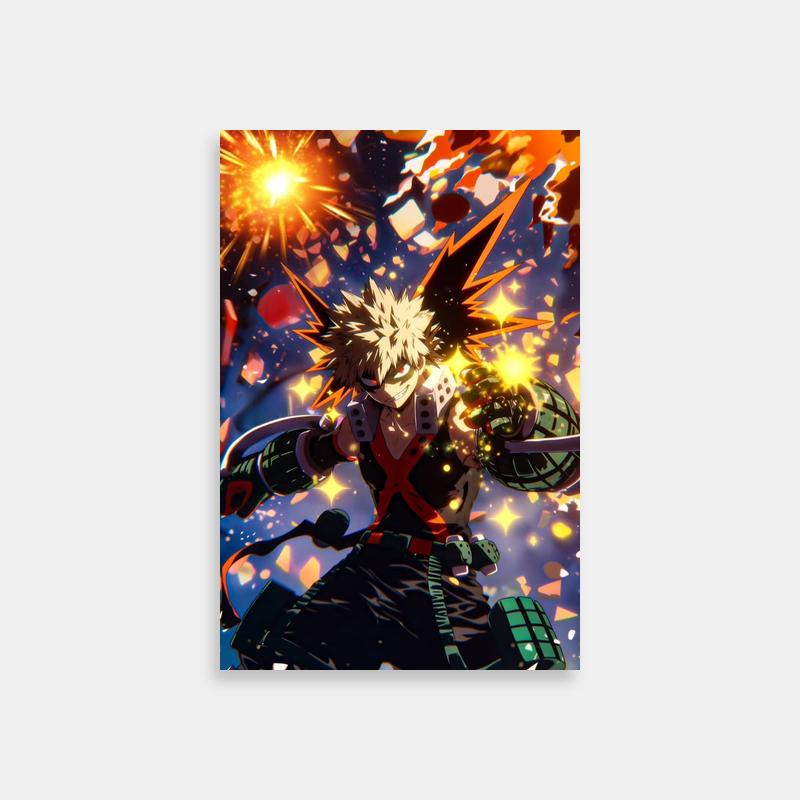 Katsuki Bakugo My Hero Academia Poster - Action-Packed Anime Art with Fireworks
