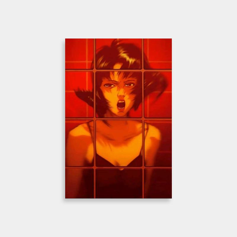 Red-Themed Paprika Poster - Woman Against Tiled Wall Art