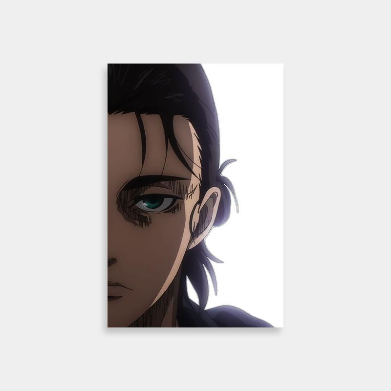 Eren Yeager Attack on Titan Anime Poster - Black Hair Green Eyes