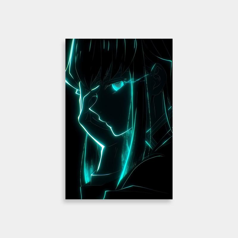 Muichiro Tokito Demon Slayer Neon Art - Green Glow Portrait