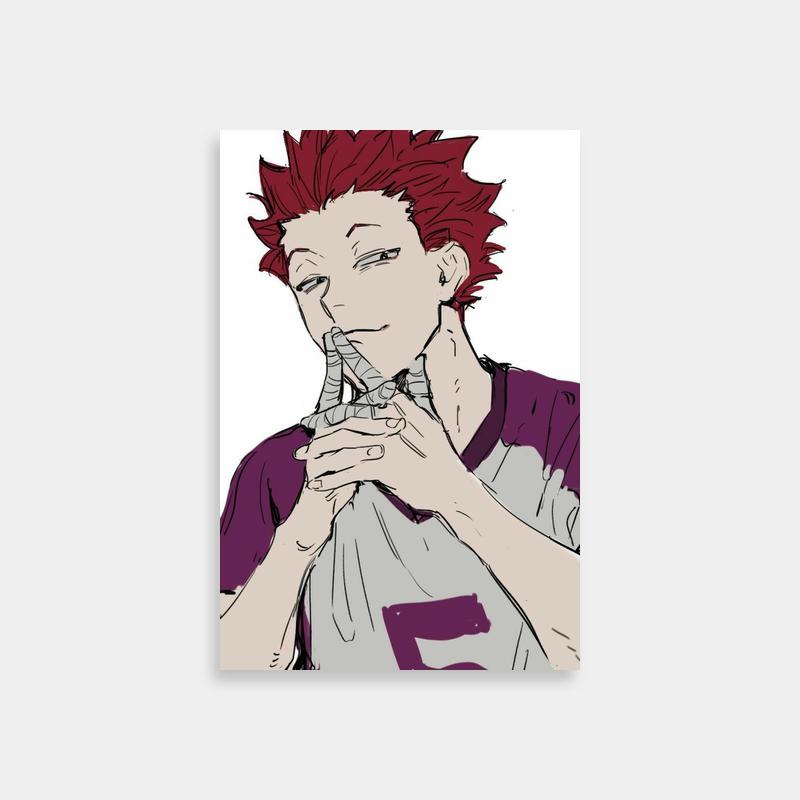 Tendou Satori Haikyuu Poster - Expressive Red-Haired Character