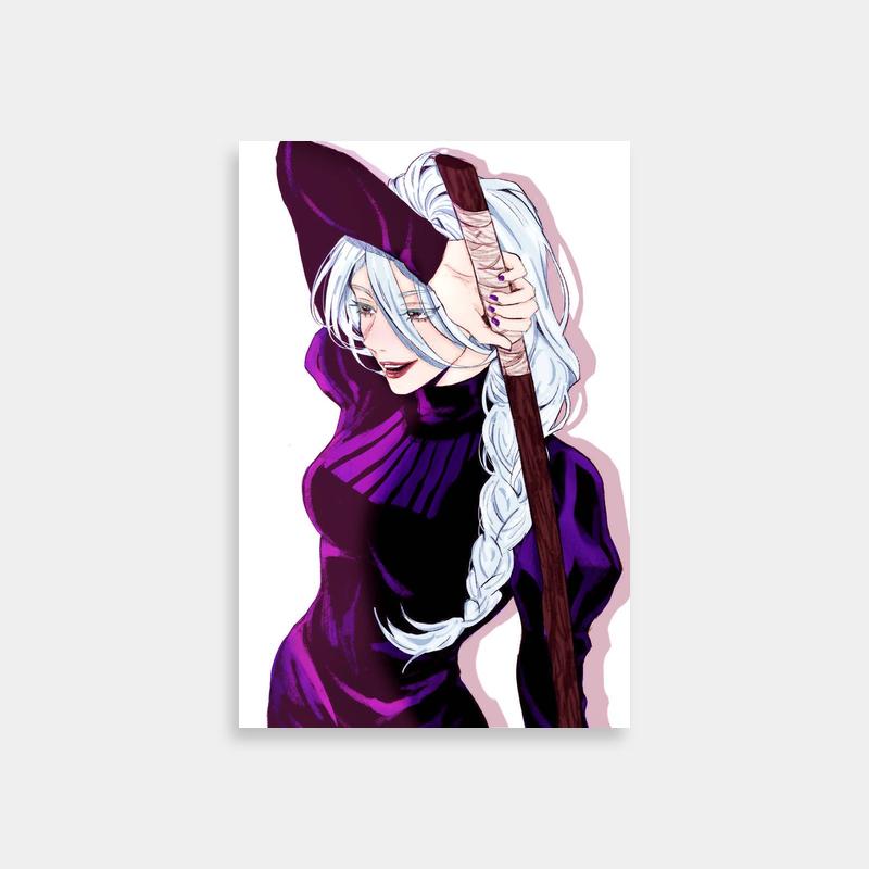 Mei Mei Jujutsu Kaisen Poster - White-Haired Woman with Wand in Purple Outfit