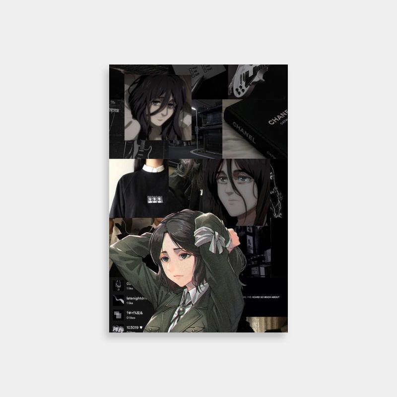 Pieck Finger Attack on Titan Anime Collage Poster - Black Hair & Green Eyes