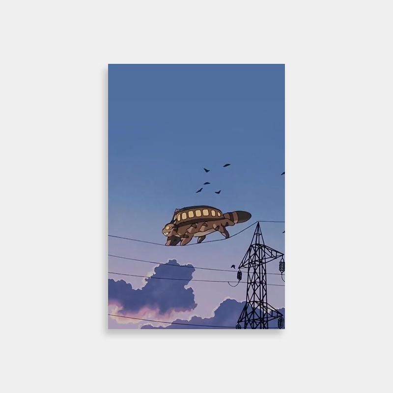 My Neighbor Totoro Catbus Wall Decor - Airplane & Birds Scene