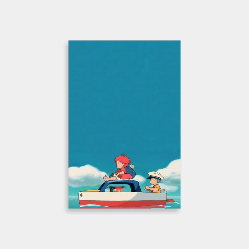 Ponyo Poster - Two People in a Boat on the Water - Anime Wall Art