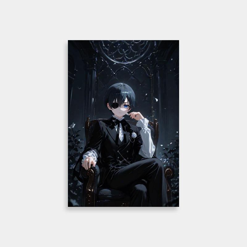 Black Butler Ciel Phantomhive Anime Poster - Thoughtful Character Art