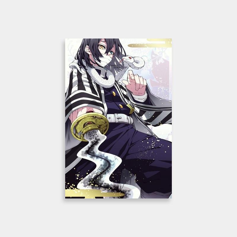 Obanai Iguro Demon Slayer Poster - Striped Coat & Gold Plate