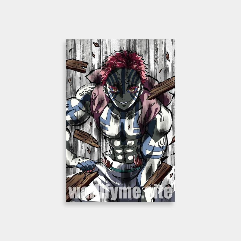 Akaza Demon Slayer Martial Arts Poster - Dual Wooden Sticks Art