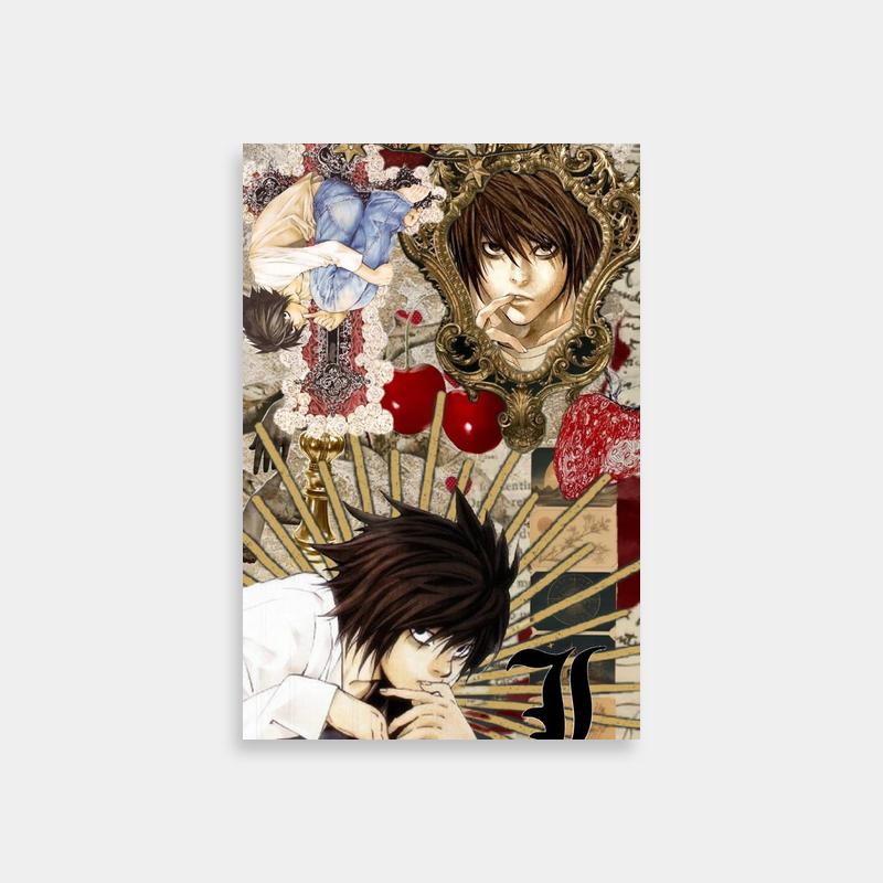 L Lawliet Death Note Anime Poster - Ornate Frame with Characters