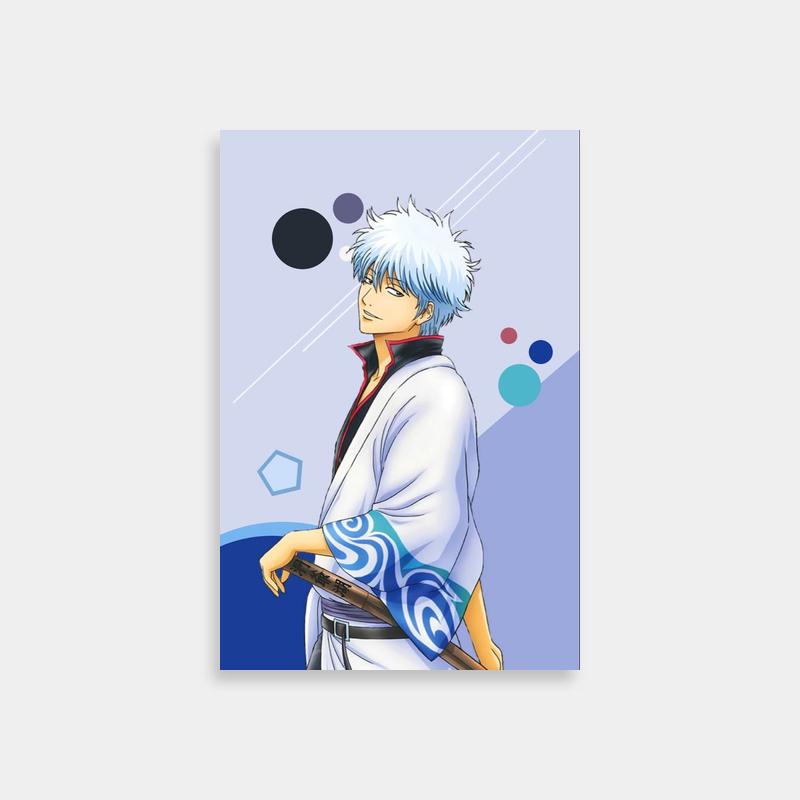Gintoki Sakata Gintama Poster - Blue Haired Character with Baseball Bat