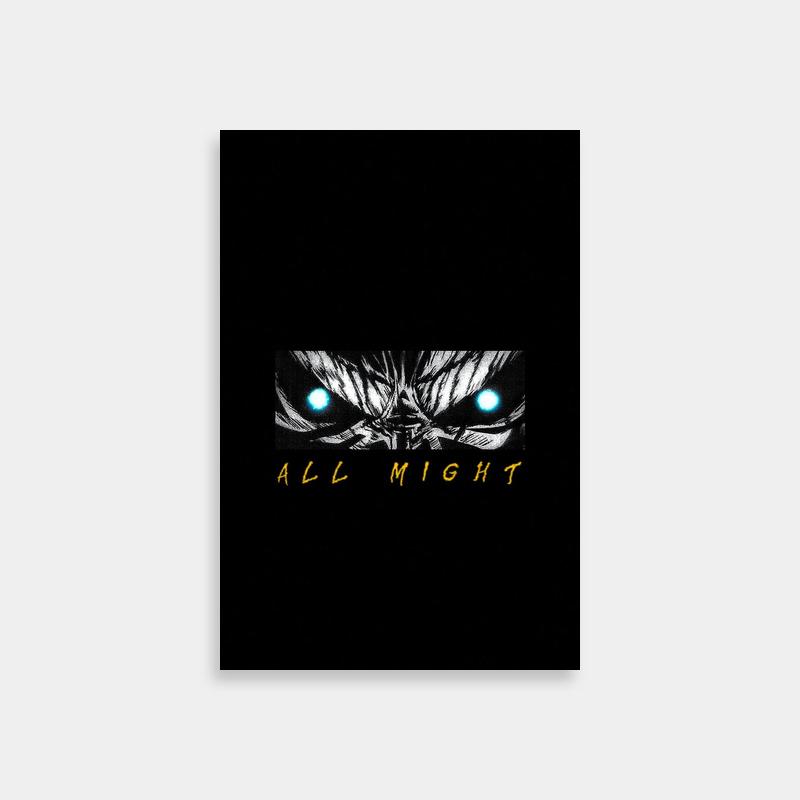 All Might My Hero Academia Poster - Glowing Eyes & Yellow Text