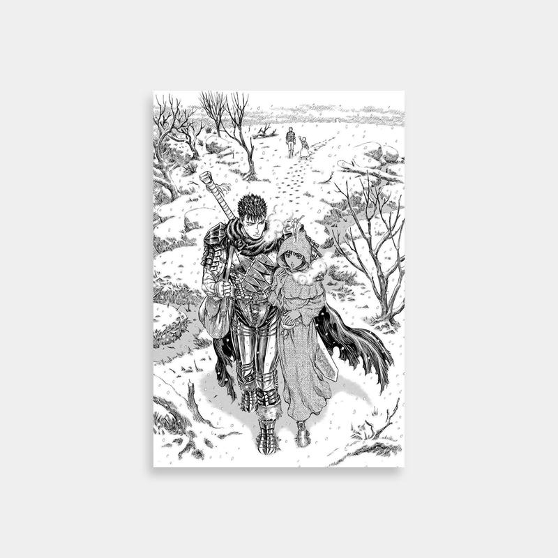 Casca Berserk Black & White Poster - Horseback Riding Art