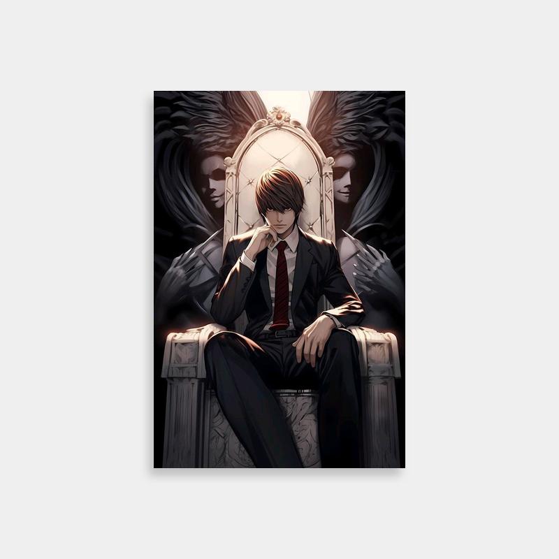 Light Yagami Death Note Wall Art - Man Sitting on Chair with Black Birds