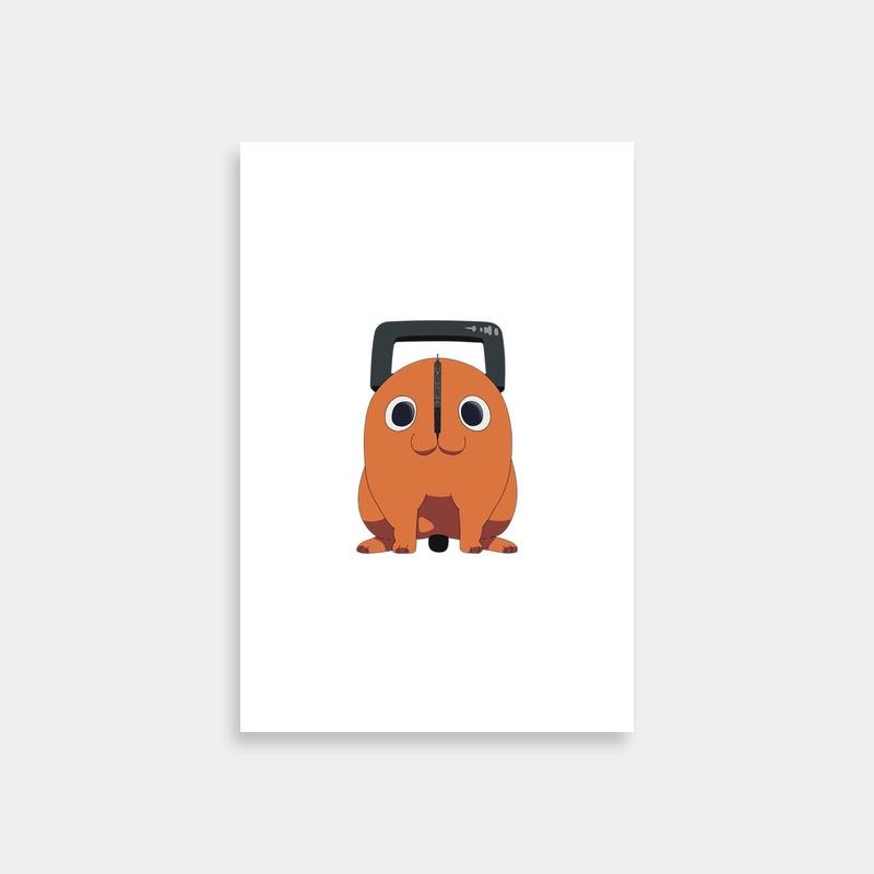 Pochita Chainsaw Man Poster - Orange Cat with Black Handle Head Art