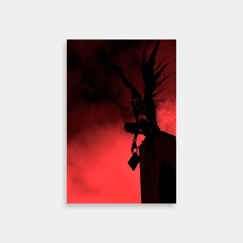 Ryuk Death Note Demon on Building with Red Sky Poster