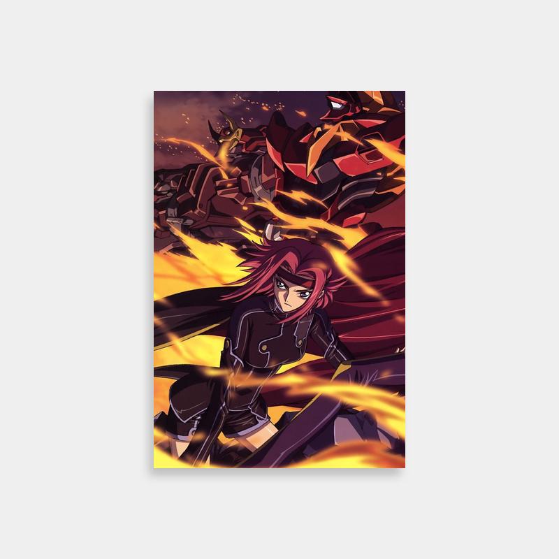 Kallen Kozuki Code Geass Poster - Fiery Battle Scene