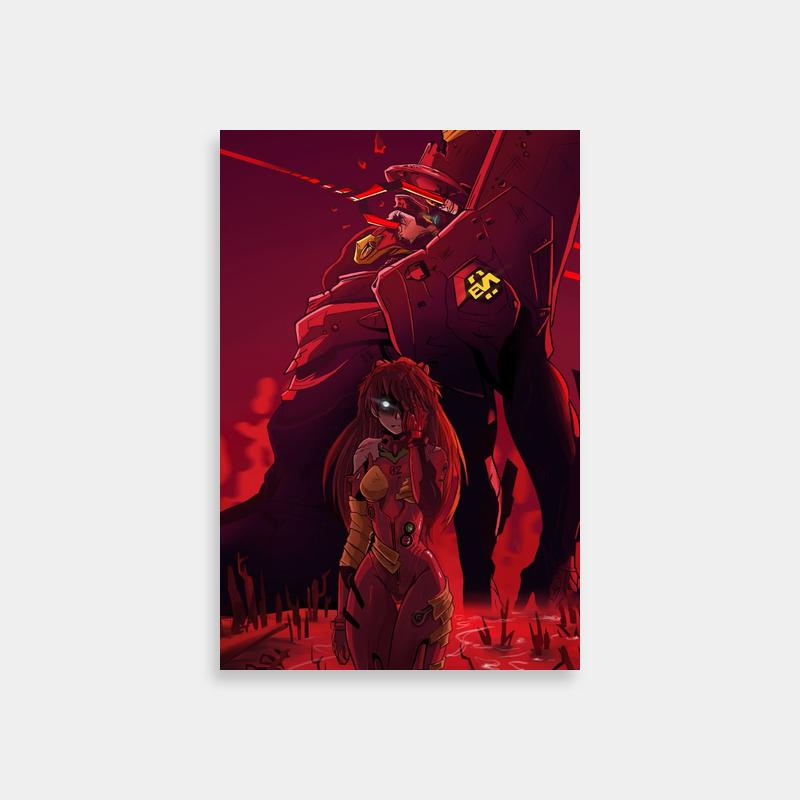 Asuka Langley Soryu Neon Genesis Evangelion Novel Cover Poster - Anime Wall Art
