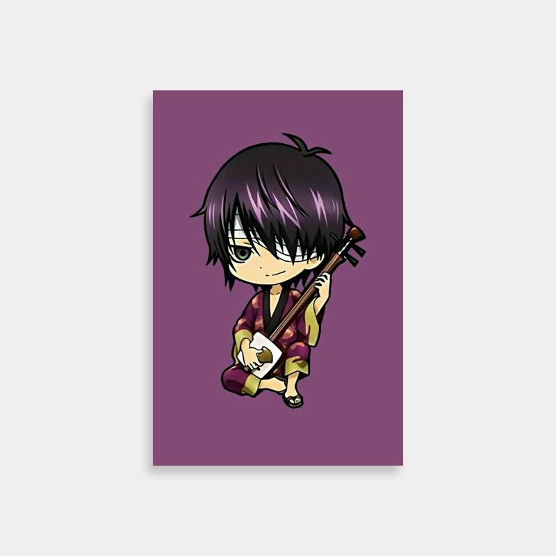 Shinpachi Shimura Gintama Anime Poster - Black-Haired Character with Guitar