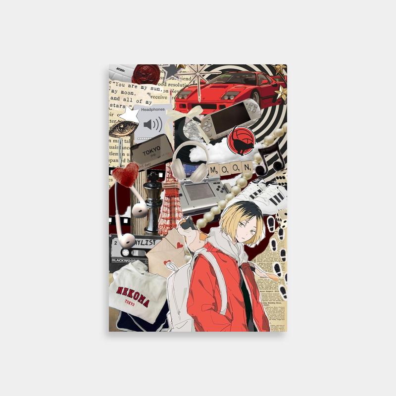 Kenma Kozume Anime Characters Collage Poster - Haikyuu Wall Art