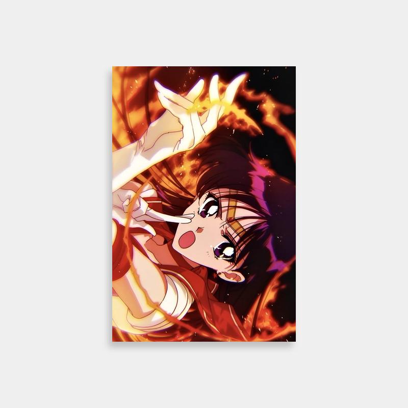 Rei Hino Sailor Moon Print - Red-Eyed Character Dynamic Pose