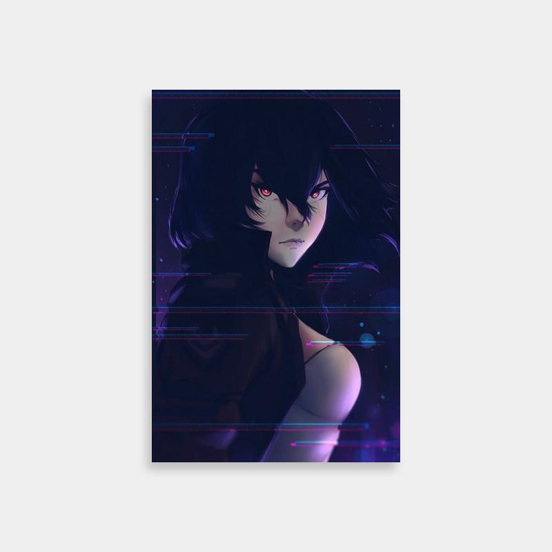 Major Motoko Kusanagi Ghost in the Shell Art - Dark Hair & Red Eyes