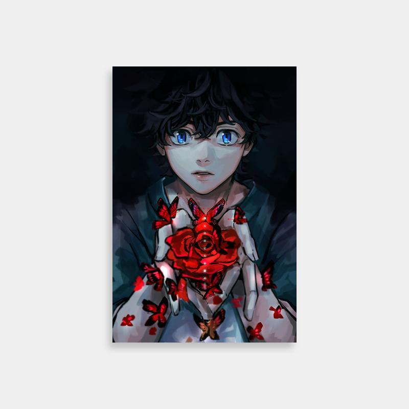 Tokyo Revengers Takemichi Hanagaki Rose Poster - Anime Character with Blue Eyes