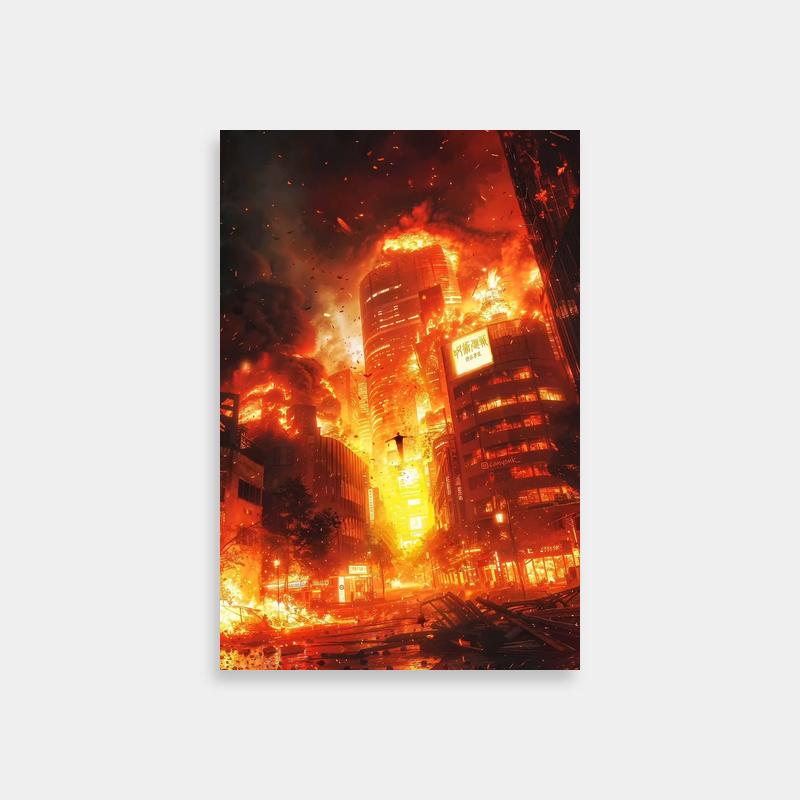 Sukuna Jujutsu Kaisen Poster - City in Flames