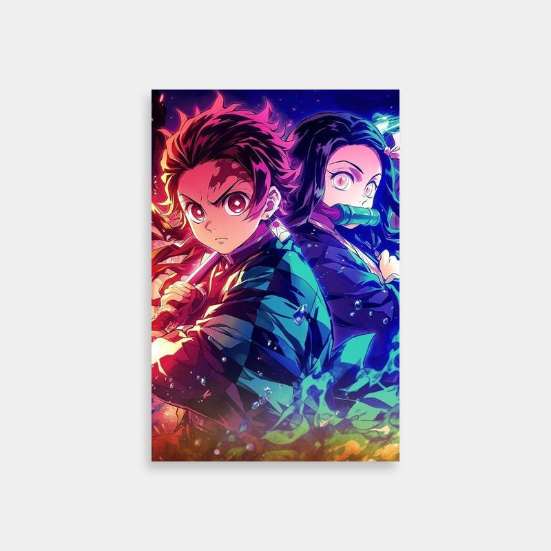 Tanjiro Kamado Demon Slayer Poster - Dual Character Art