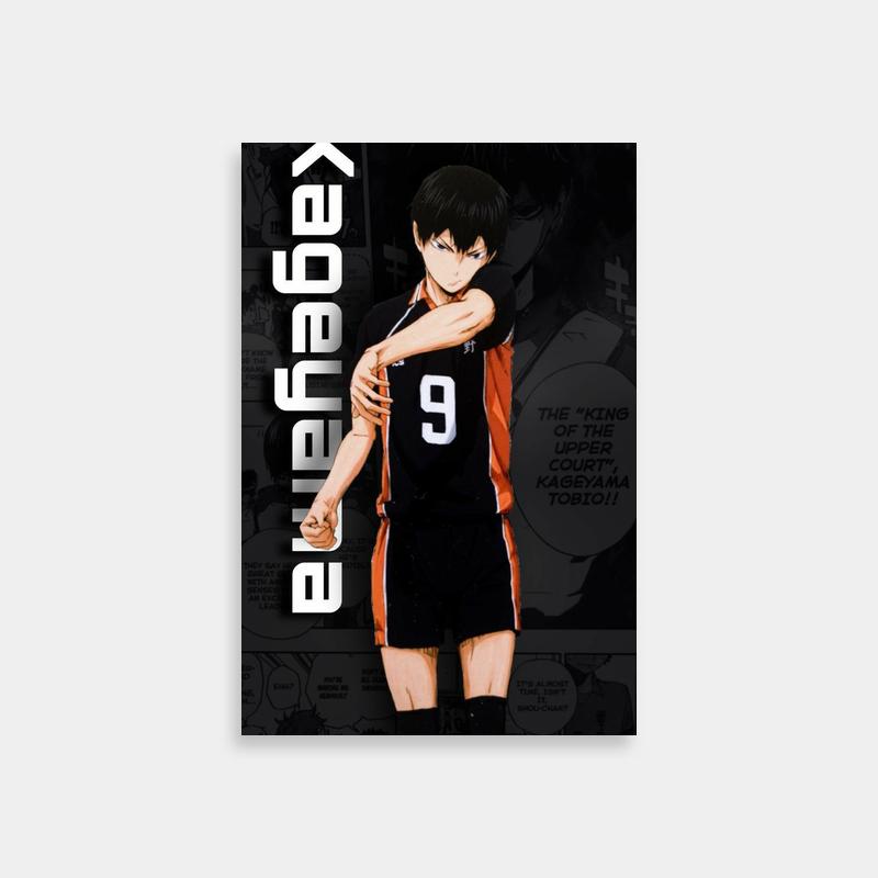 Kageyama Tobio & Friend Haikyuu Anime Poster - Black Background