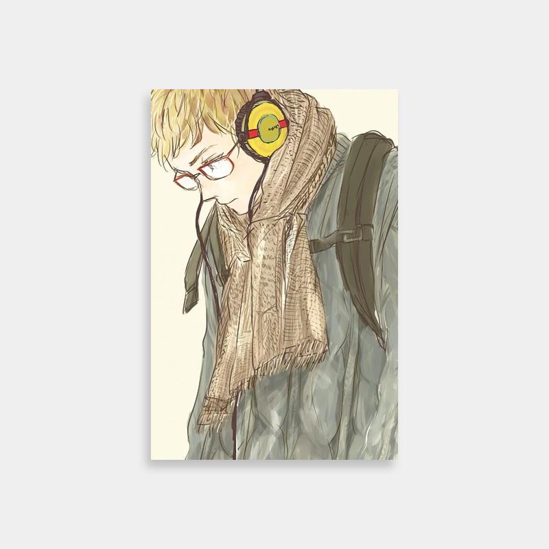 Kei Akira Heads Character Poster - Stylish Scarf Design