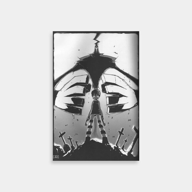 Death The Kid Gothic Art Print - Soul Eater Character with Cross