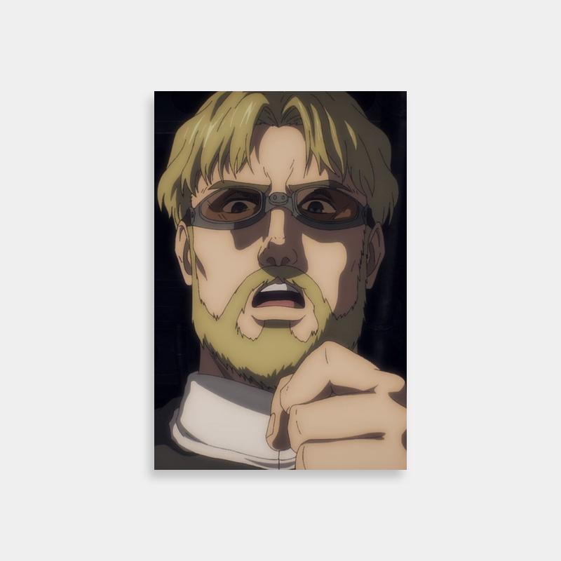 Zeke Yeager Attack on Titan Poster - Glasses & Beard Pointing Art