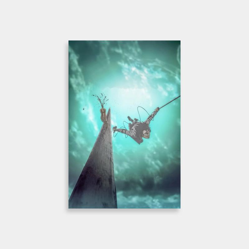 Zeke Yeager Attack on Titan Skateboard Flying Poster