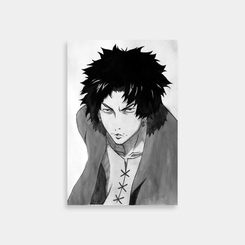 Mugen Samurai Champloo Poster - Black-Haired Man with Piercings in Jacket