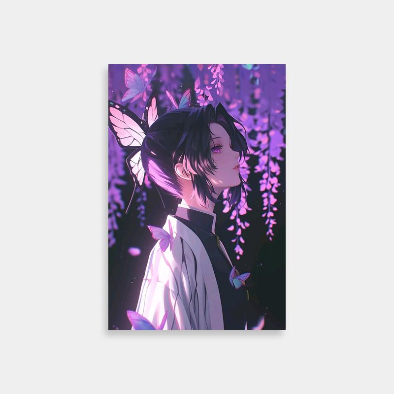 Shinobu Kocho Demon Slayer Poster - Purple Butterflies Art