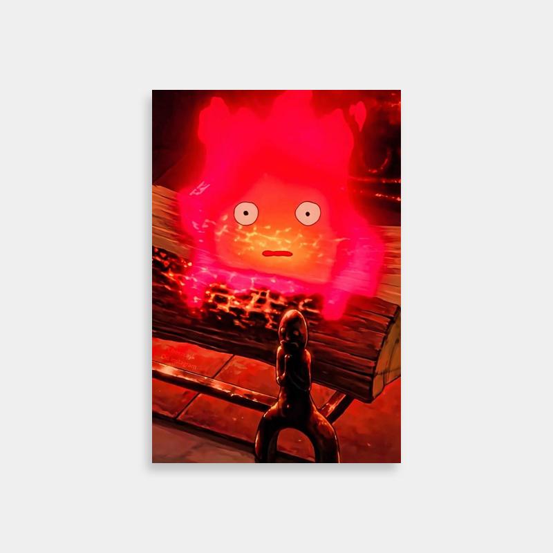 Calcifer Howl's Moving Castle Fire Background Bench Art