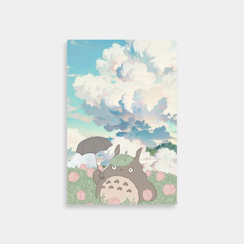Totoro with Umbrella in Flowers Wall Art - My Neighbor Totoro Poster