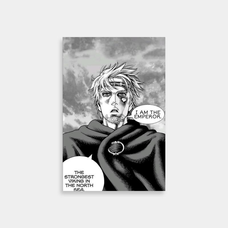 Vinland Saga Canute Poster - Blonde Caped Character with Speech Bubble