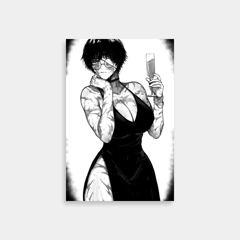 Maki Zenin Elegant Black & White Poster - Jujutsu Kaisen Art