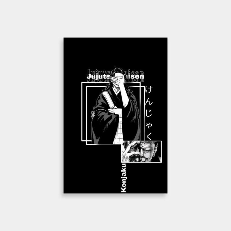 Kenjaku Jujutsu Kaisen Black & White Poster - Man Covering Face