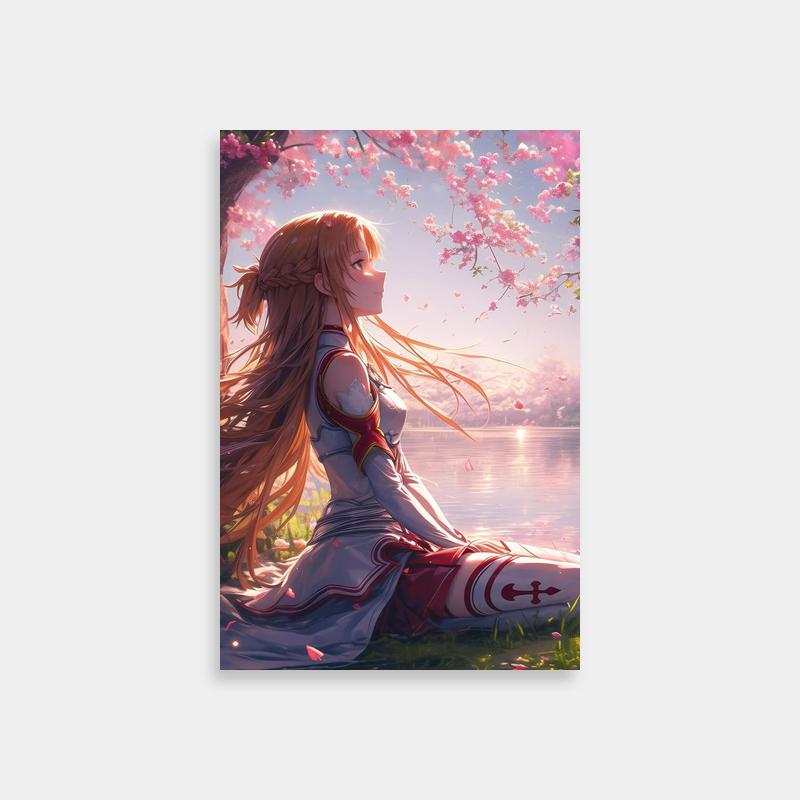 Asuna Sword Art Online Poster - Serene Scene with Pink Flowers