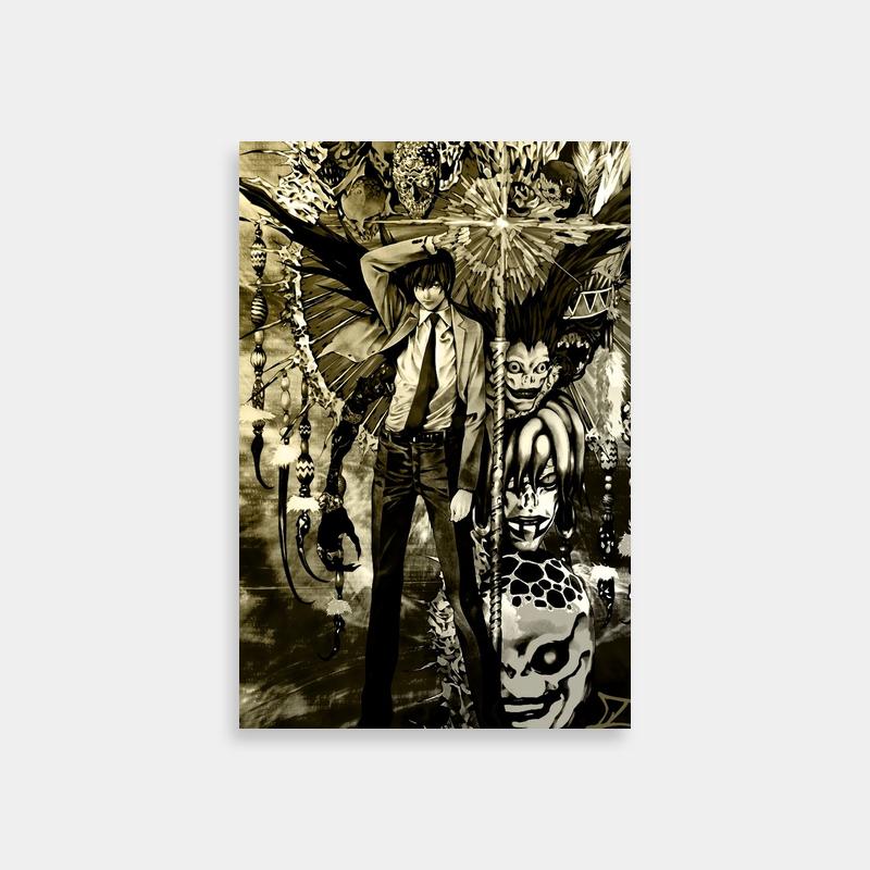 Light Yagami Death Note Wall Art - Standing in Front of Artistic Painting