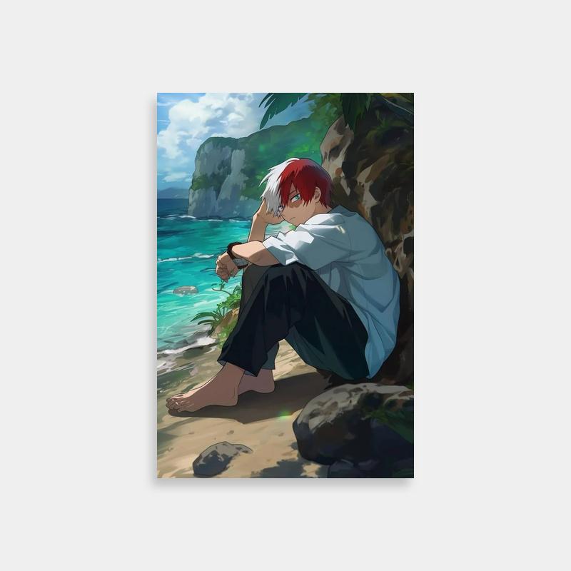 Shoto Todoroki Beach Scene Poster - My Hero Academia Art