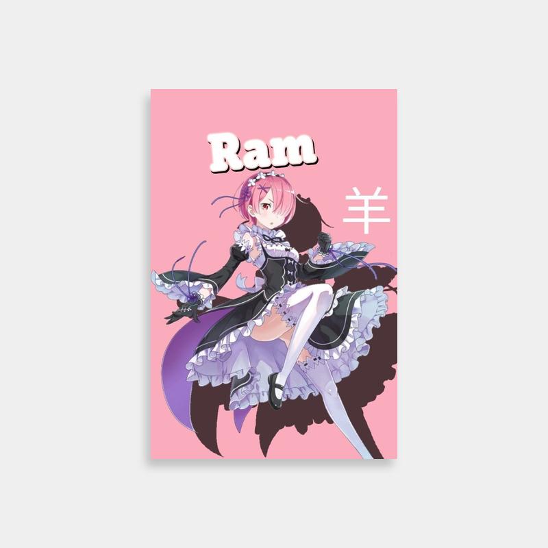 Ram Re:Zero Anime Poster - Pink-Haired Character Art