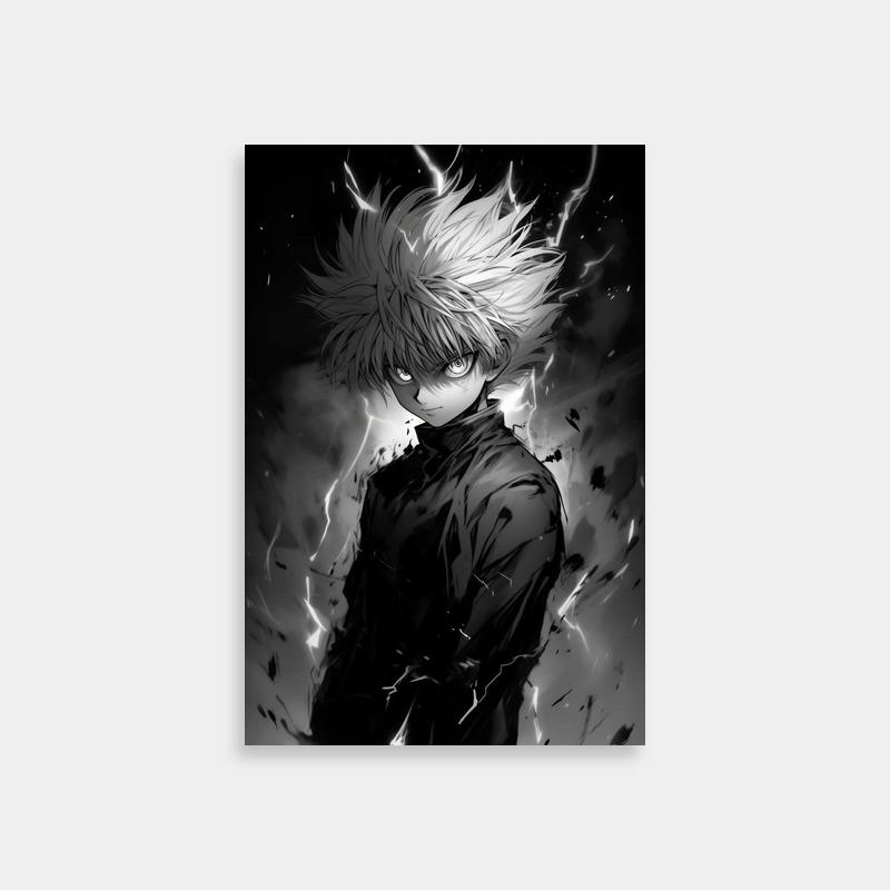 Killua Zoldyck Hunter x Hunter Anime Poster - White Hair & Lightning Background