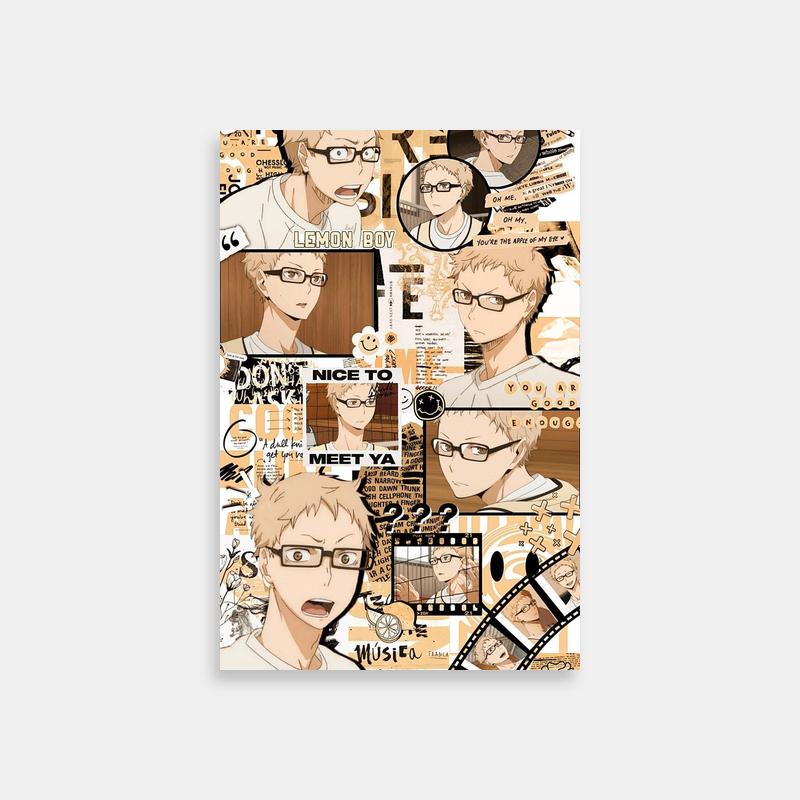 Tsukishima Kei Haikyuu Poster - Colorful Anime Glasses Art